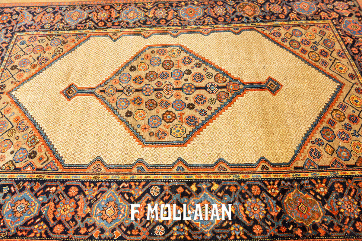 Camel-color Antique Persian Sarab Medallion Rug n°:278370